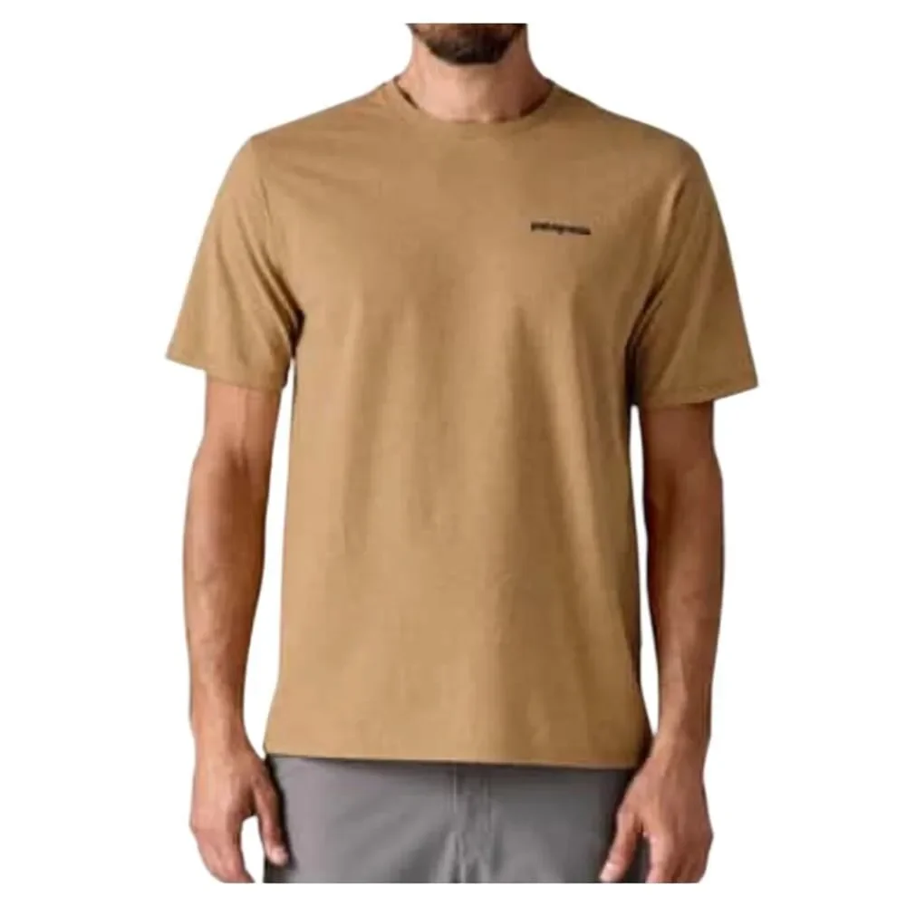 Patagonia Mens SZ L Tan P-6 Logo Responsibili-Tee Organic Cotton Crew Neck Shirt - Picture 2 of 14